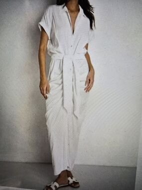 l*space White Tie-Front Midi Shirt Dress